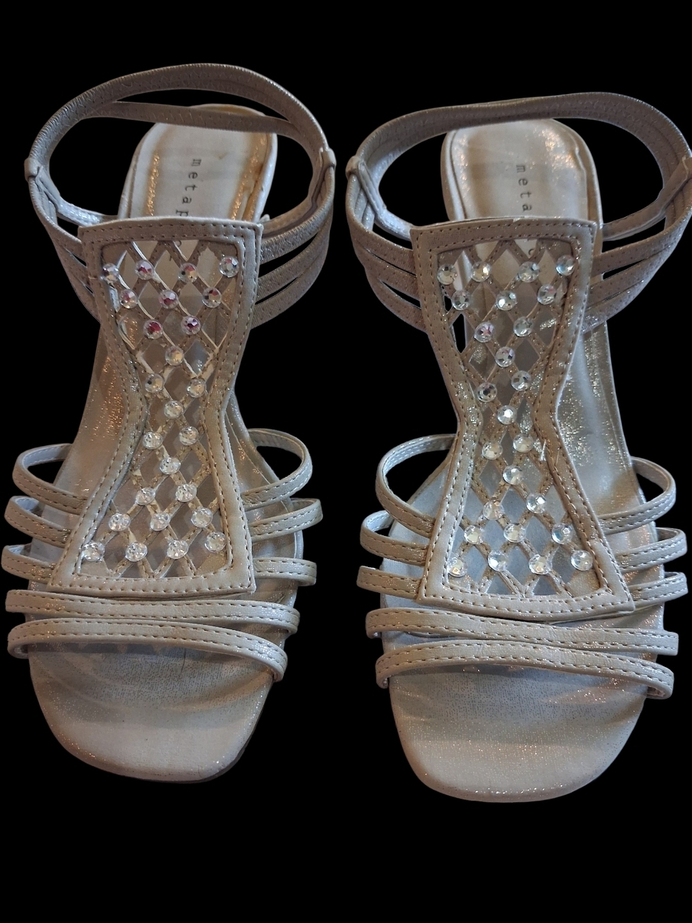 Metaphor Metallic Beaded Strappy Sandals - Women's Taupe/gold
